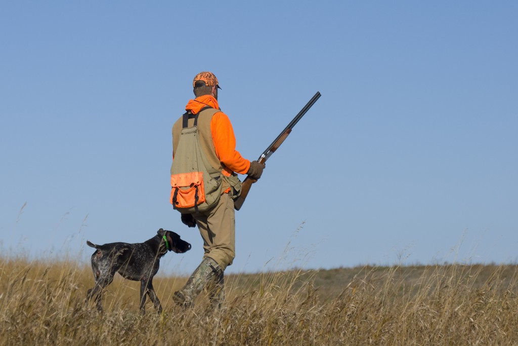 man with his dog out for hunting